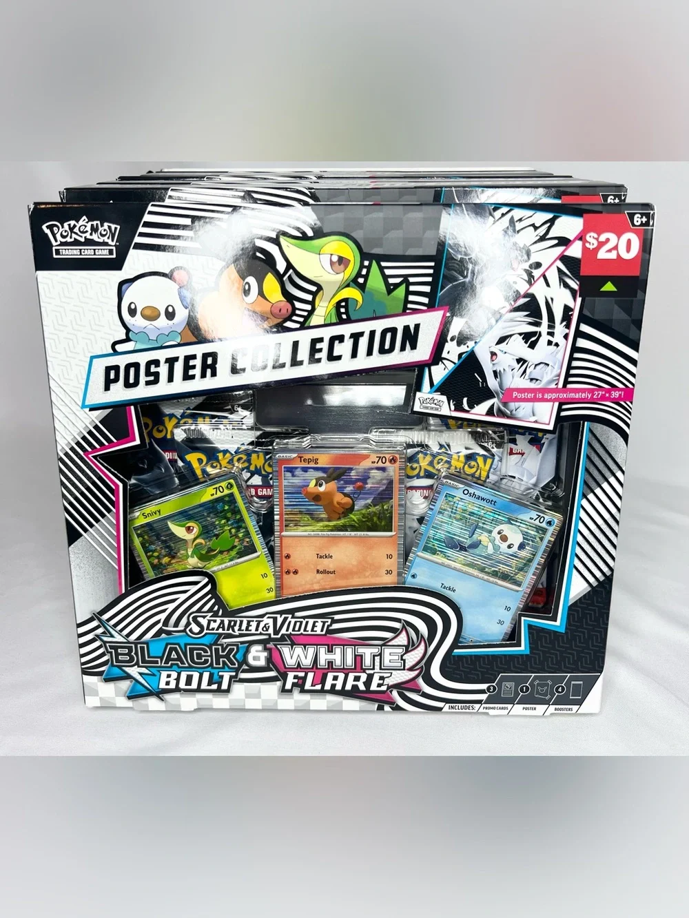 Pokemon TCG Black Bolt/White Flare Poster Collection Sealed Lot of 6 w/ Display